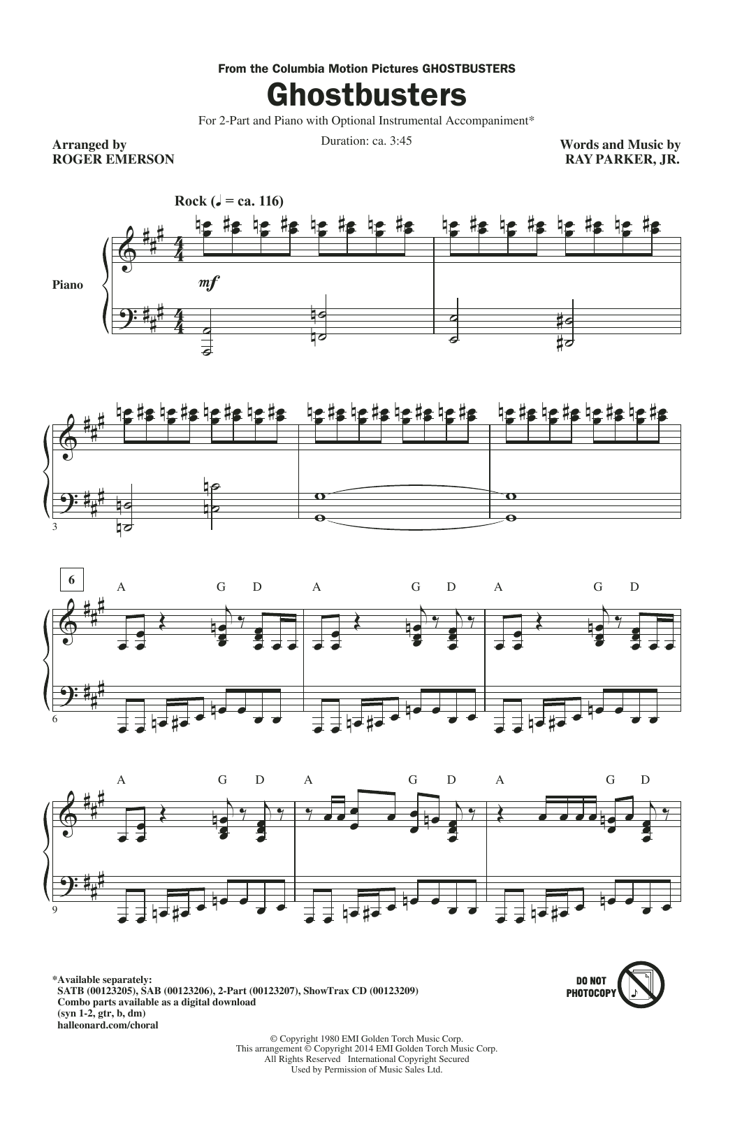 Download Ray Parker Jr. Ghostbusters (arr. Roger Emerson) Sheet Music