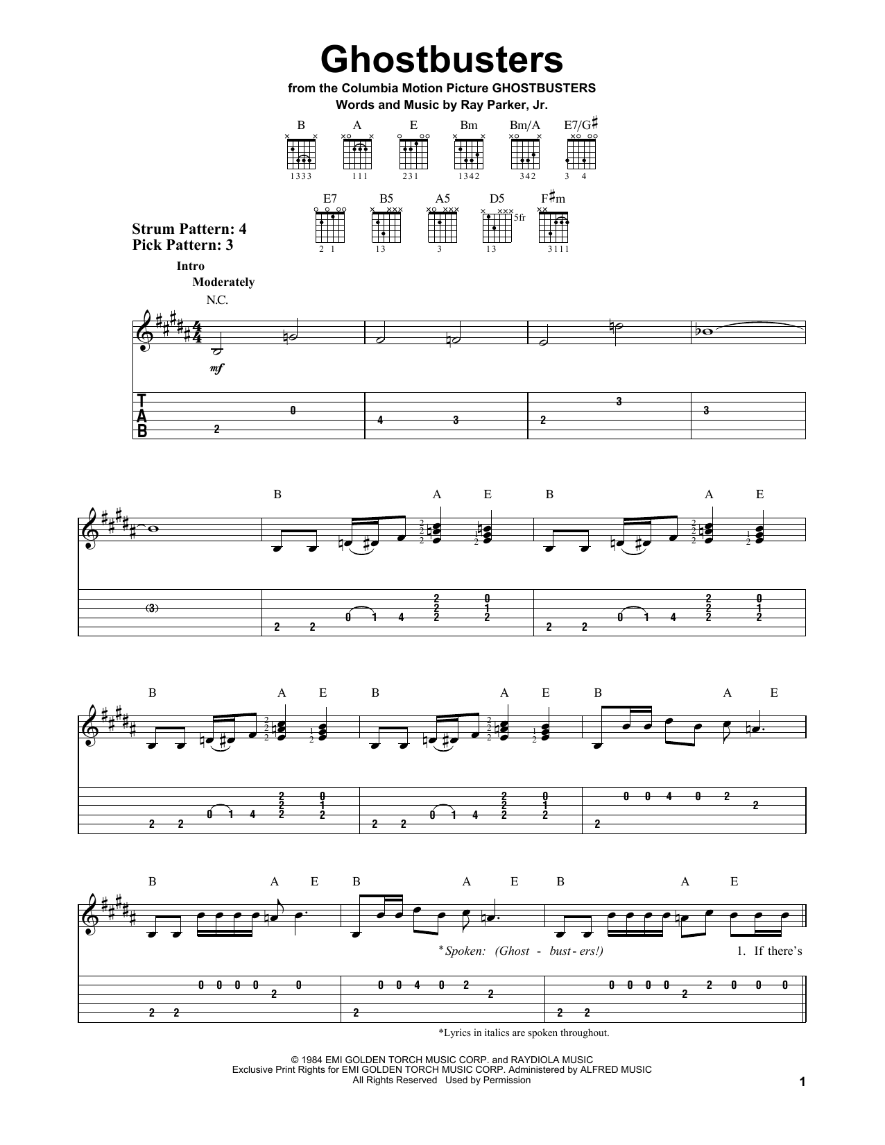 Download Ray Parker Jr. Ghostbusters Sheet Music