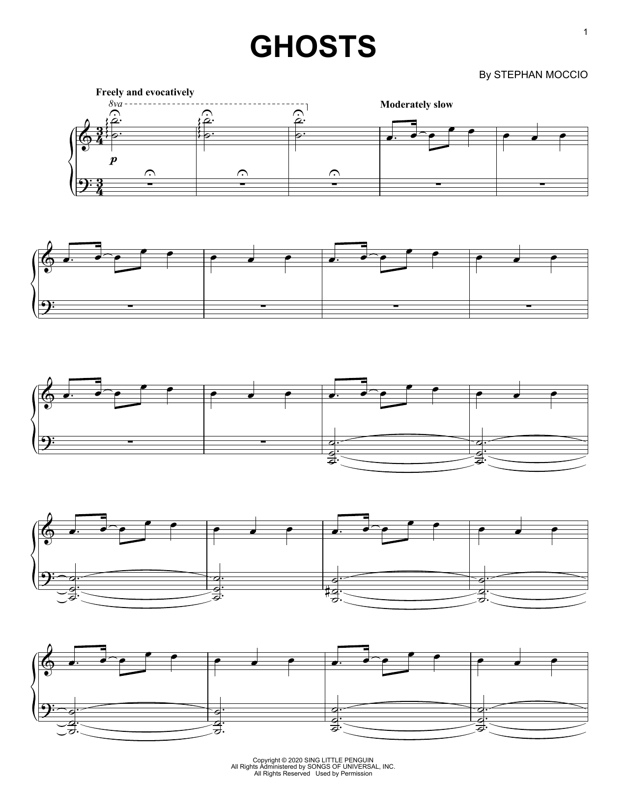 Download Stephan Moccio Ghosts Sheet Music