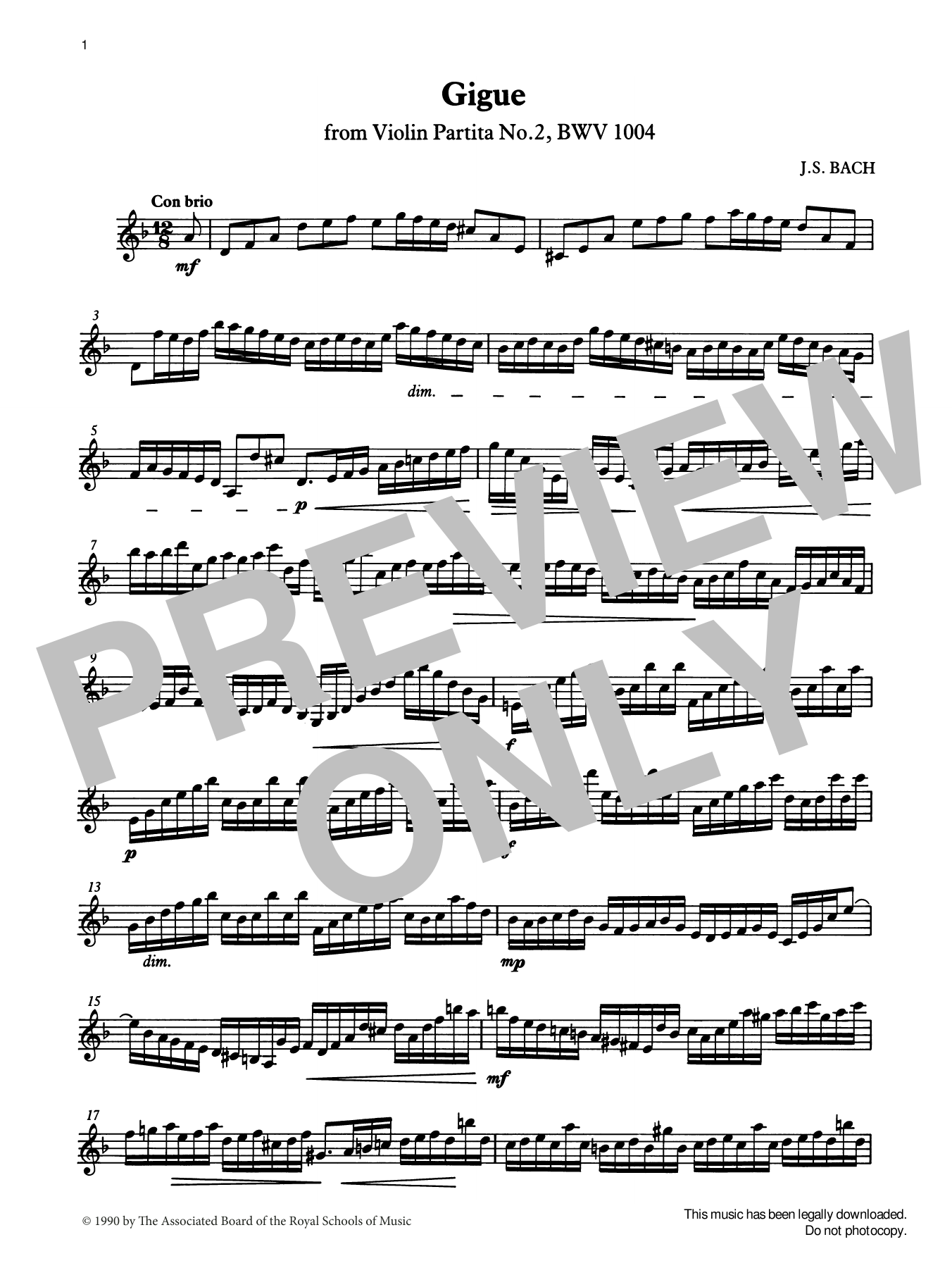 Download J. S. Bach Gigue from Graded Music for Tuned Percu Sheet Music