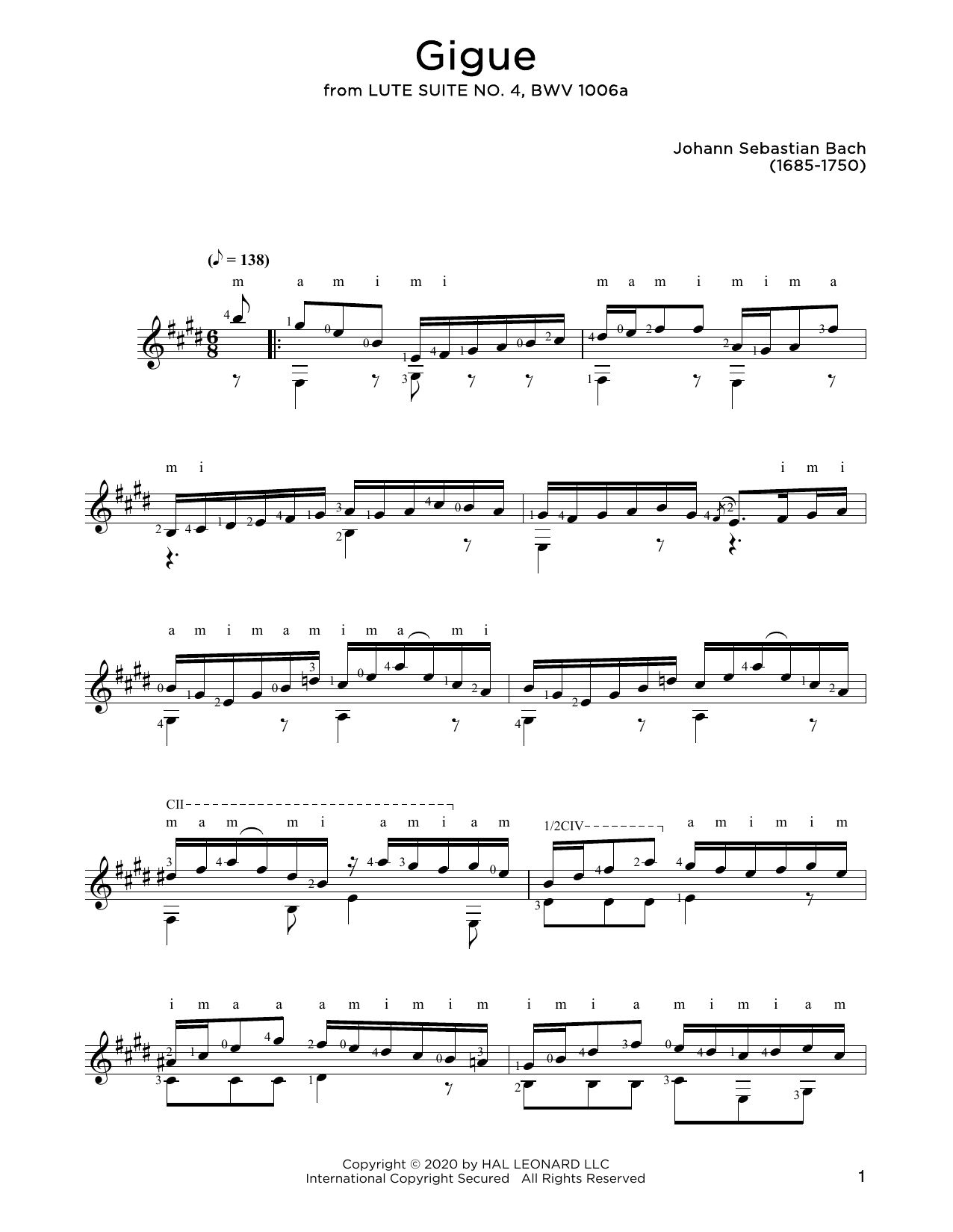 Download Johann Sebastian Bach Gigue Sheet Music