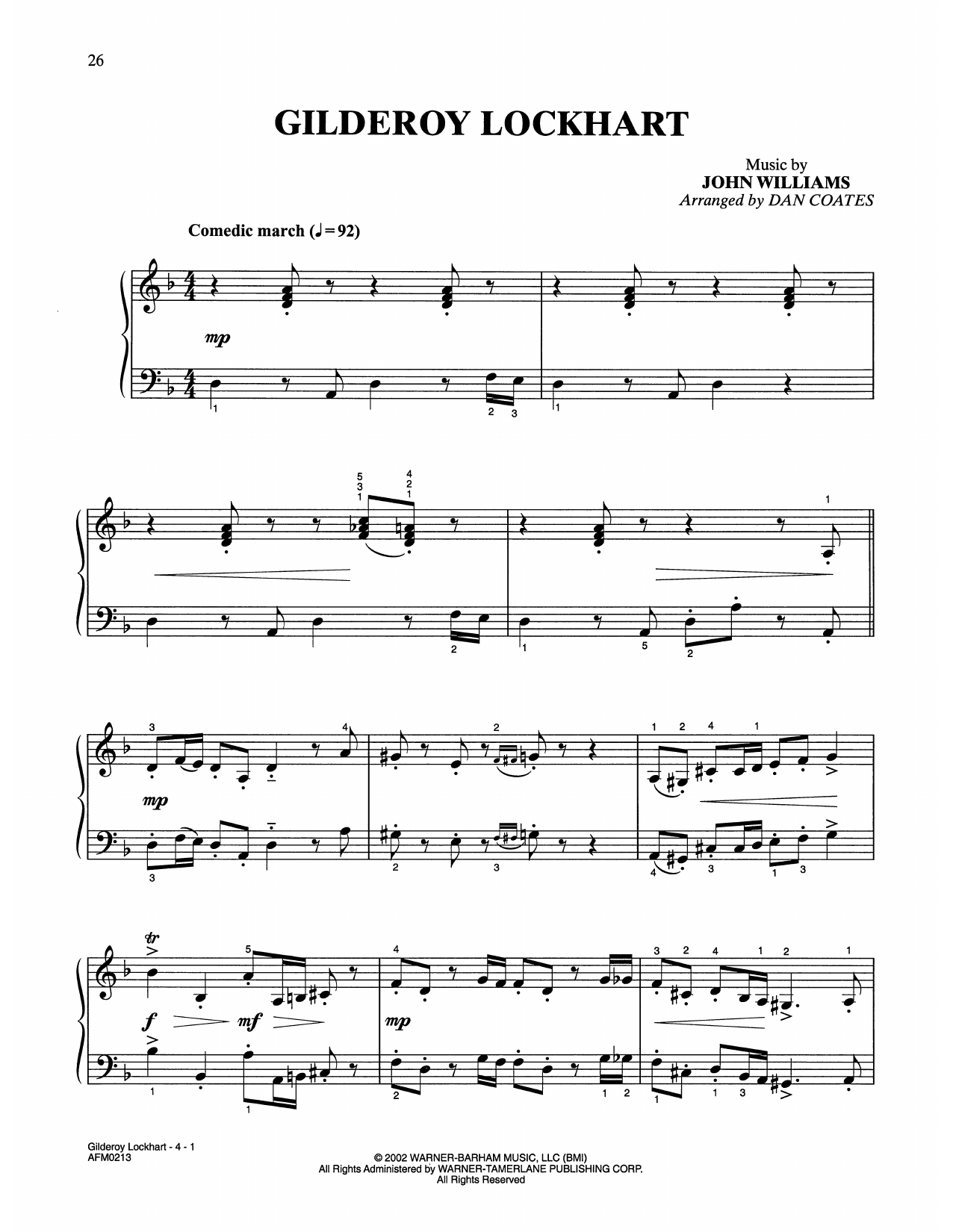 Download John Williams Gilderoy Lockhart (from Harry Potter An Sheet Music