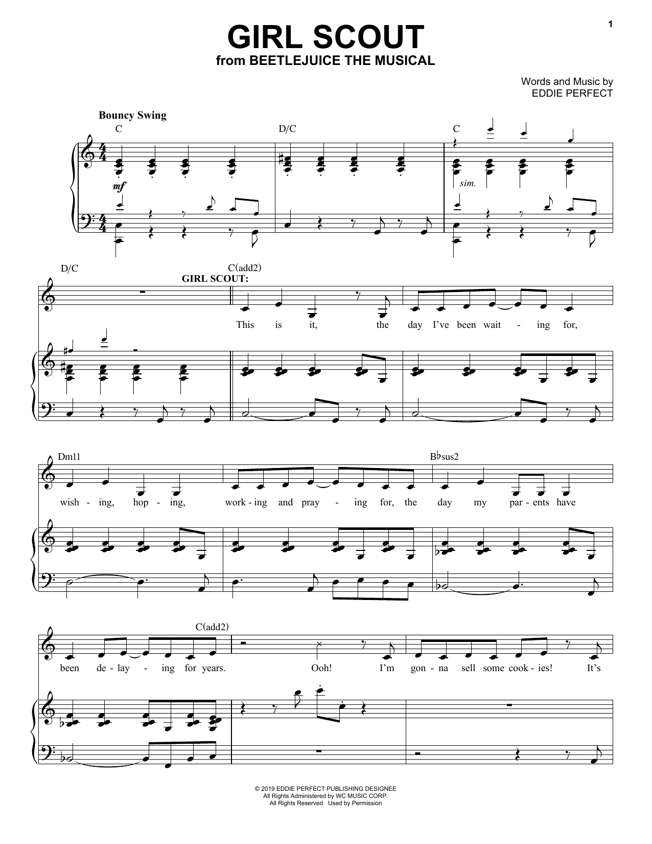 Download Eddie Perfect Girl Scout (from Beetlejuice The Musica Sheet Music