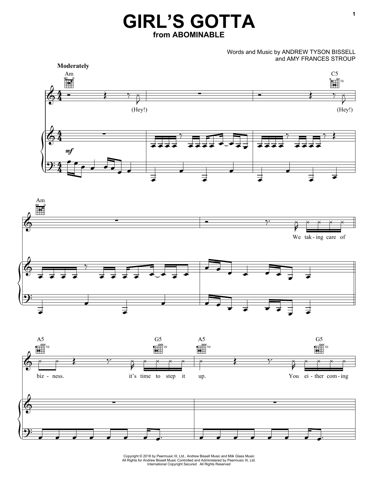 Download Danger Twins Girl's Gotta (from the Motion Picture A Sheet Music