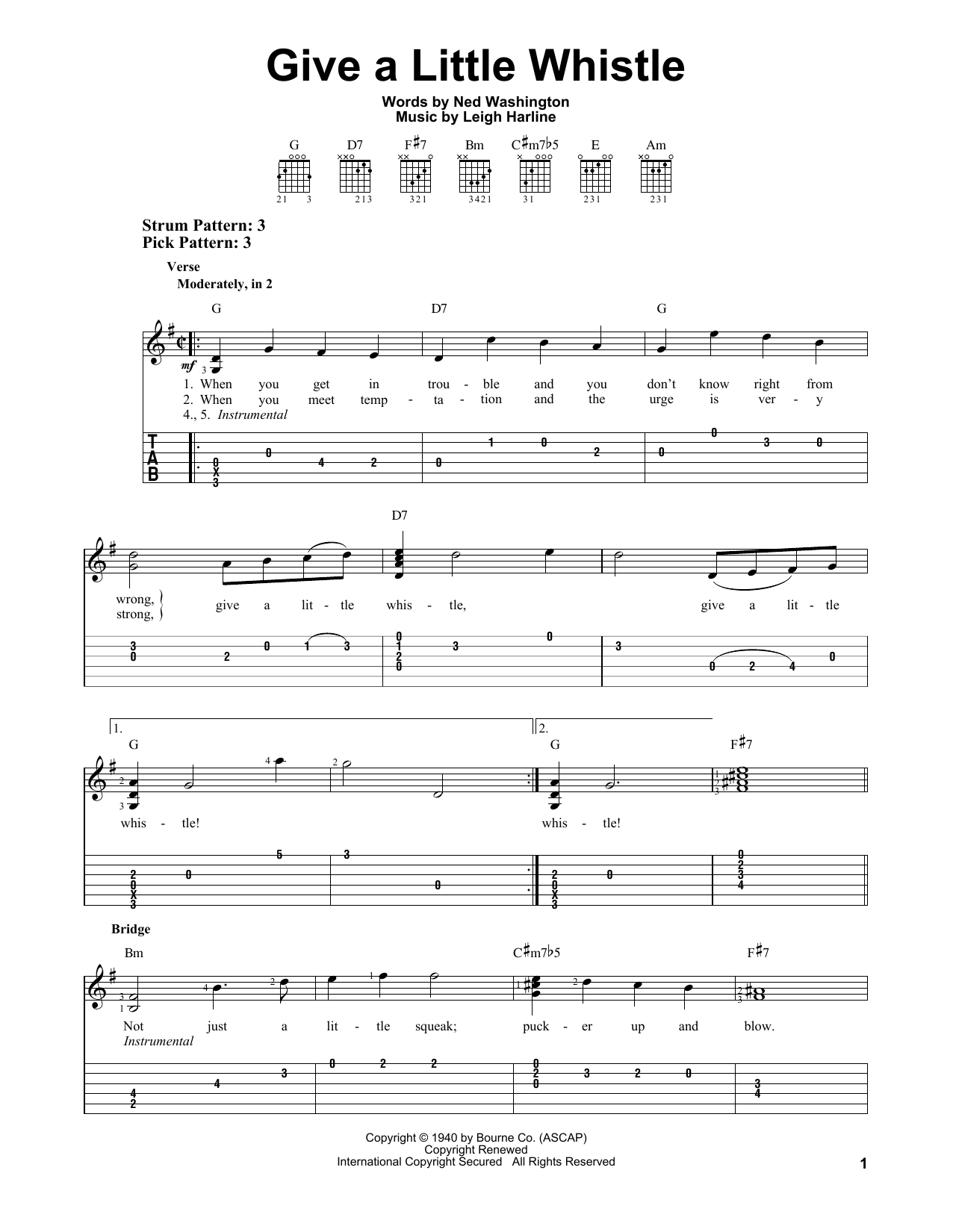 Download Leigh Harline Give A Little Whistle Sheet Music