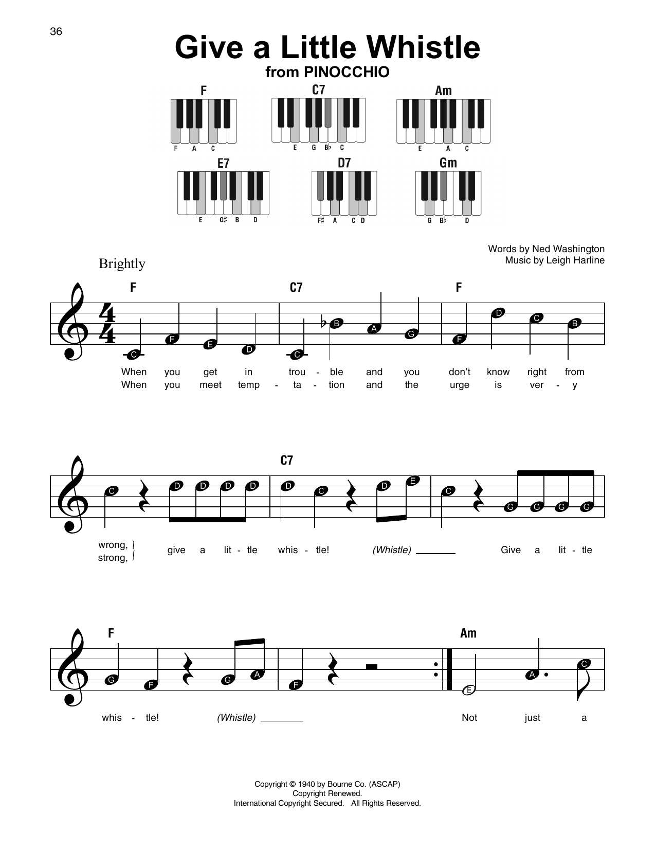 Download Leigh Harline Give A Little Whistle Sheet Music