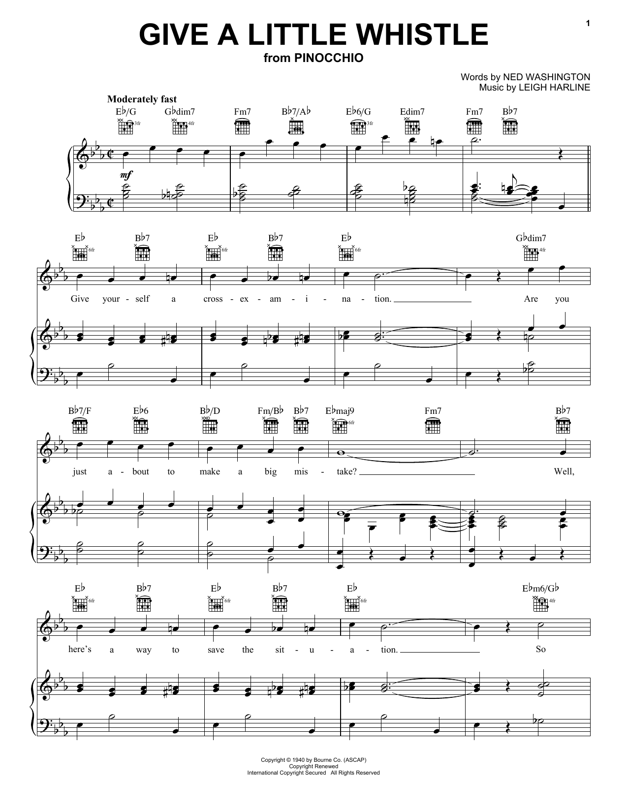 Download Ned Washington and Leigh Harline Give A Little Whistle (from Walt Disney Sheet Music