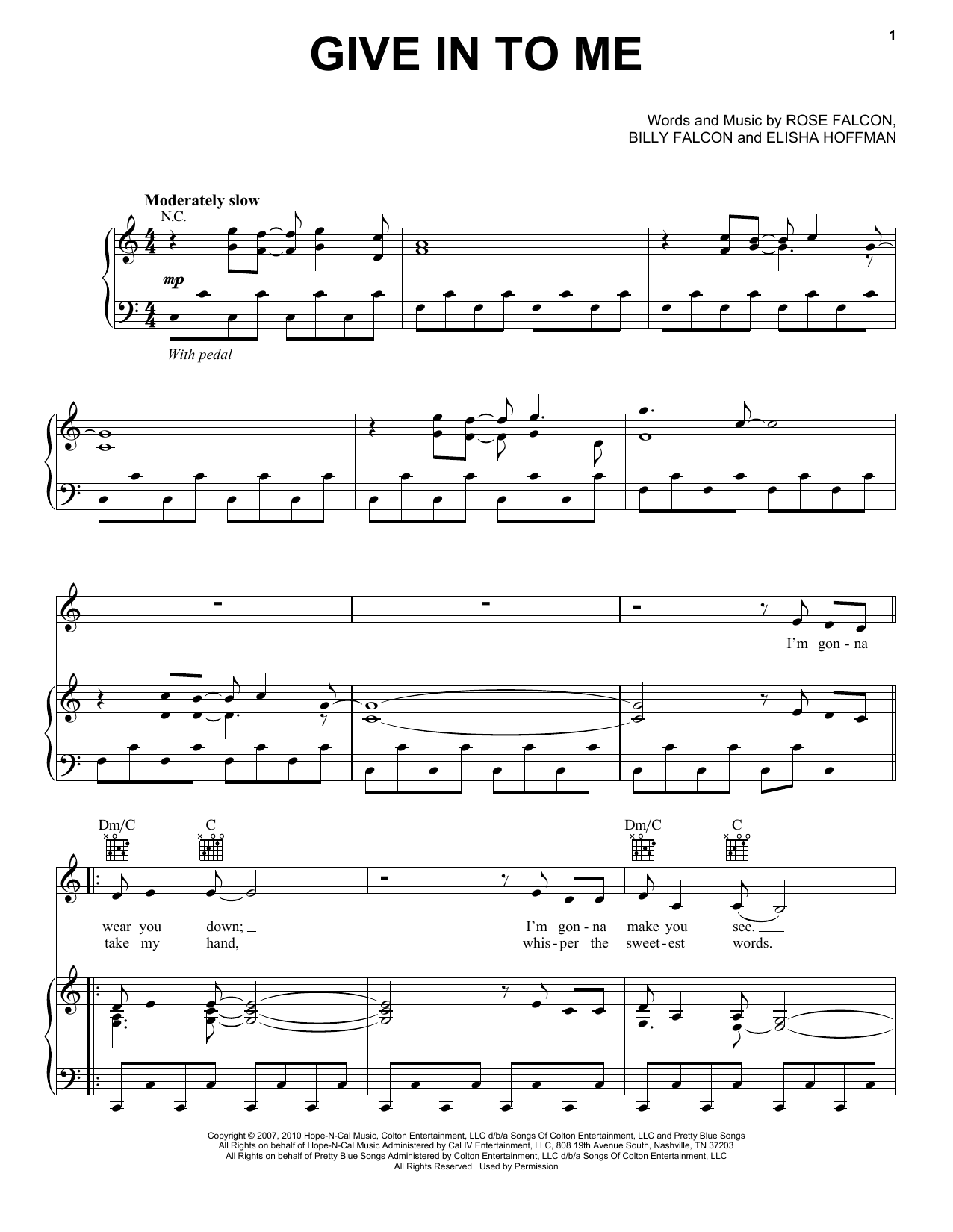 Download Faith Hill Give In To Me (from Country Strong) Sheet Music