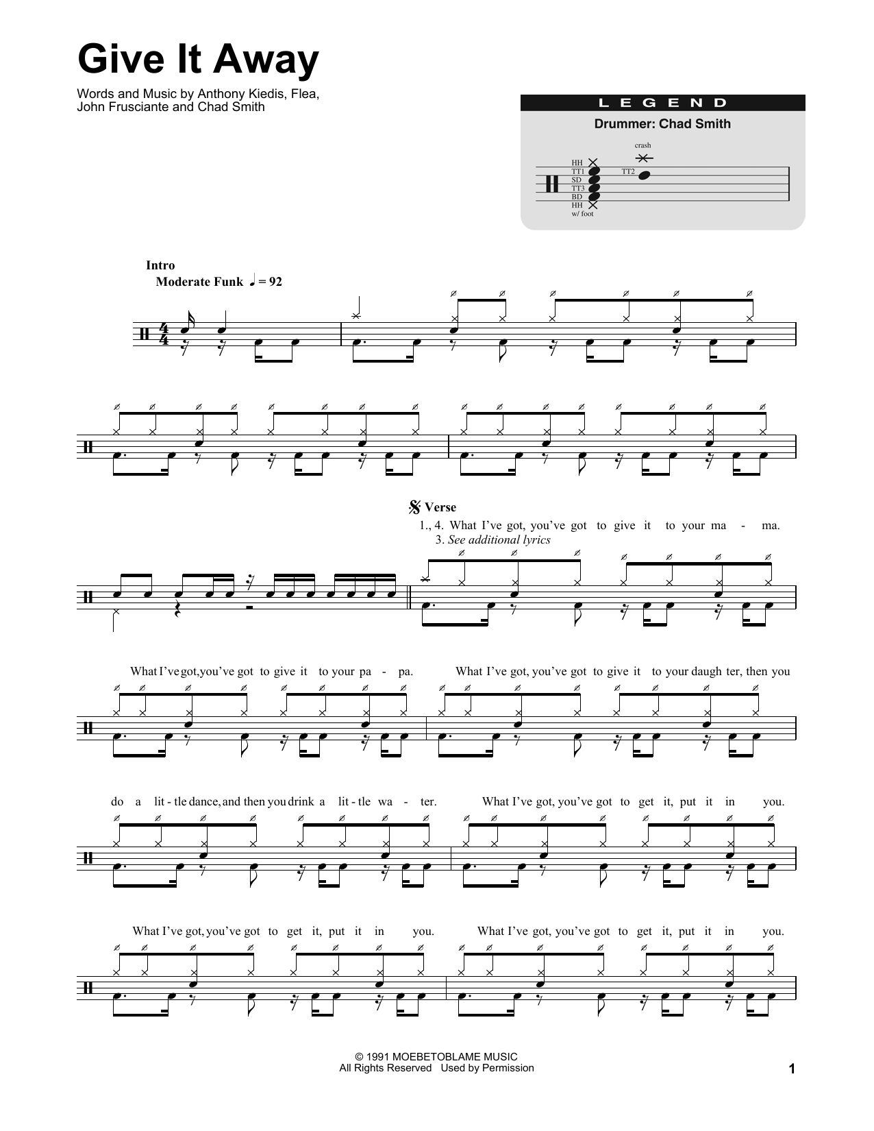 Download Red Hot Chili Peppers Give It Away Sheet Music