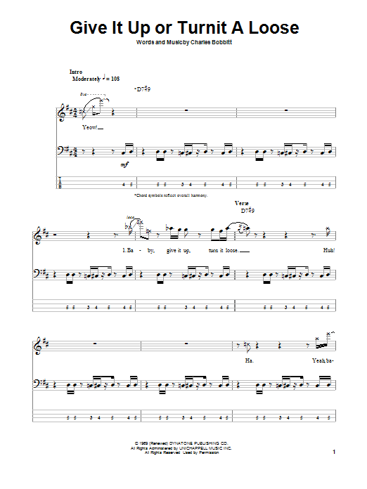 Download James Brown Give It Up Or Turnit A Loose Sheet Music