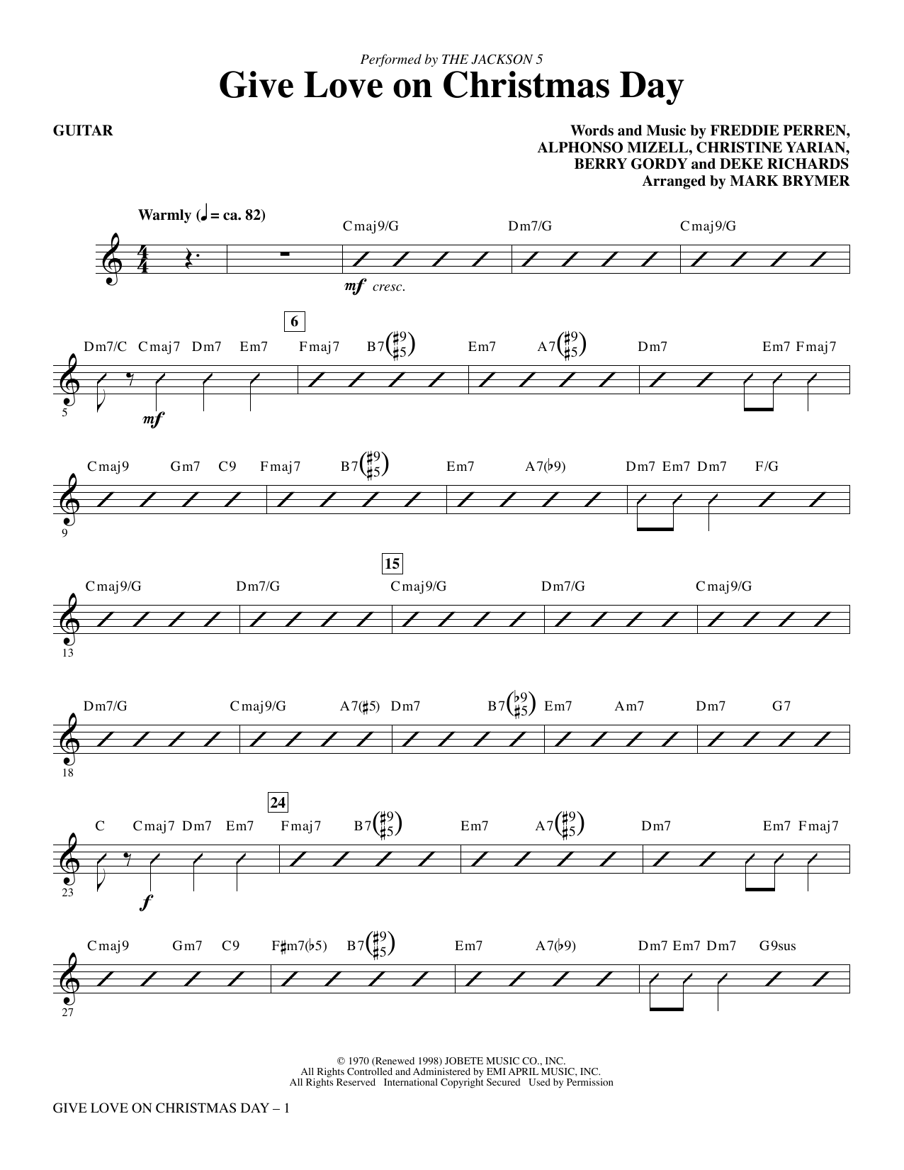 Download The Jackson 5 Give Love on Christmas Day (arr. Mark B Sheet Music