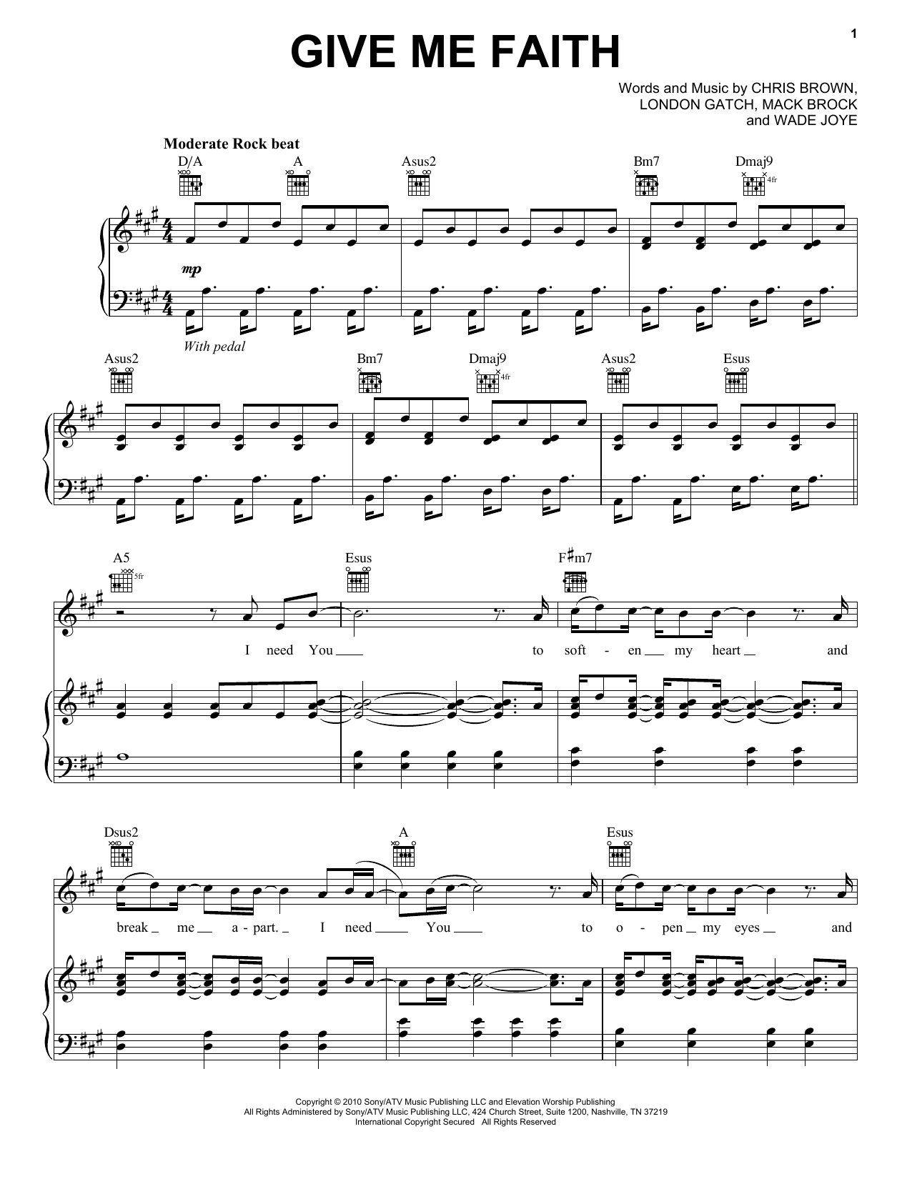 Download Chris Brown Give Me Faith Sheet Music