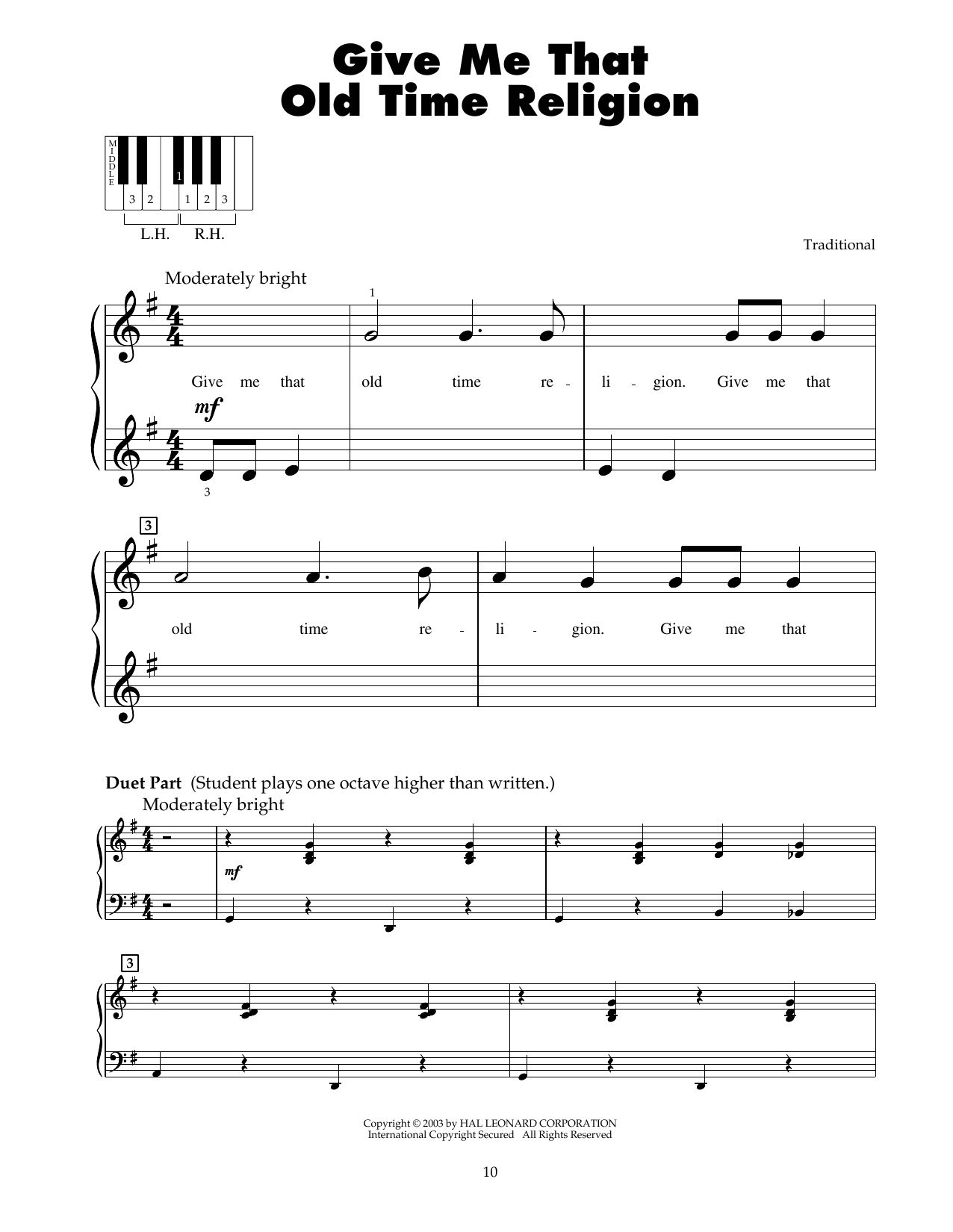 Download Traditional Give Me That Old Time Religion Sheet Music