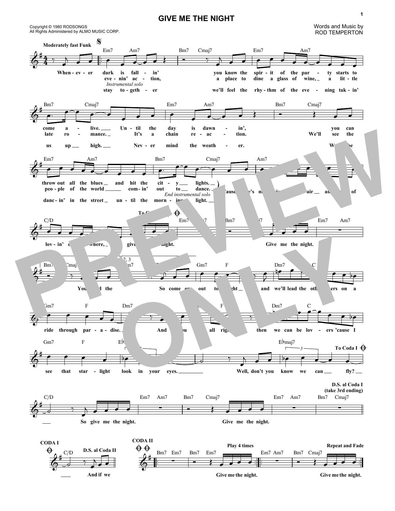 Download George Benson Give Me The Night Sheet Music