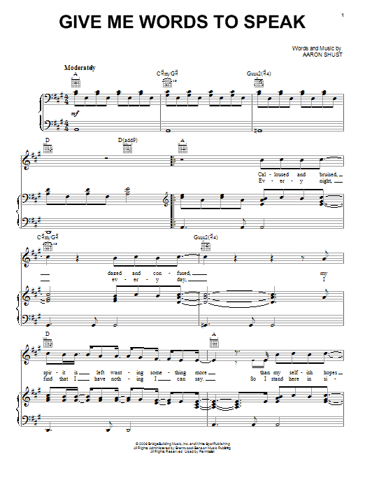 Download Aaron Shust Give Me Words To Speak Sheet Music