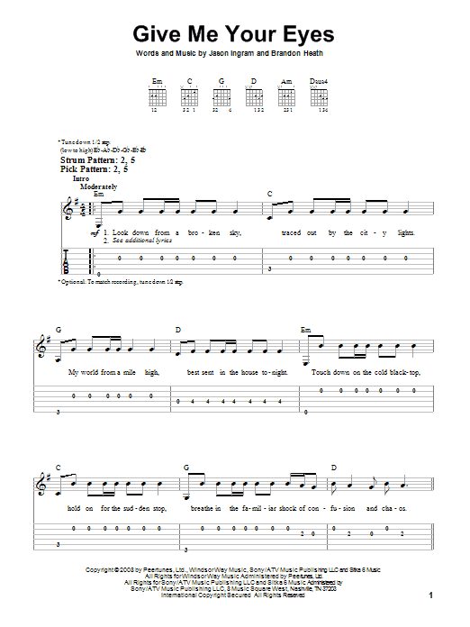 Download Brandon Heath Give Me Your Eyes Sheet Music