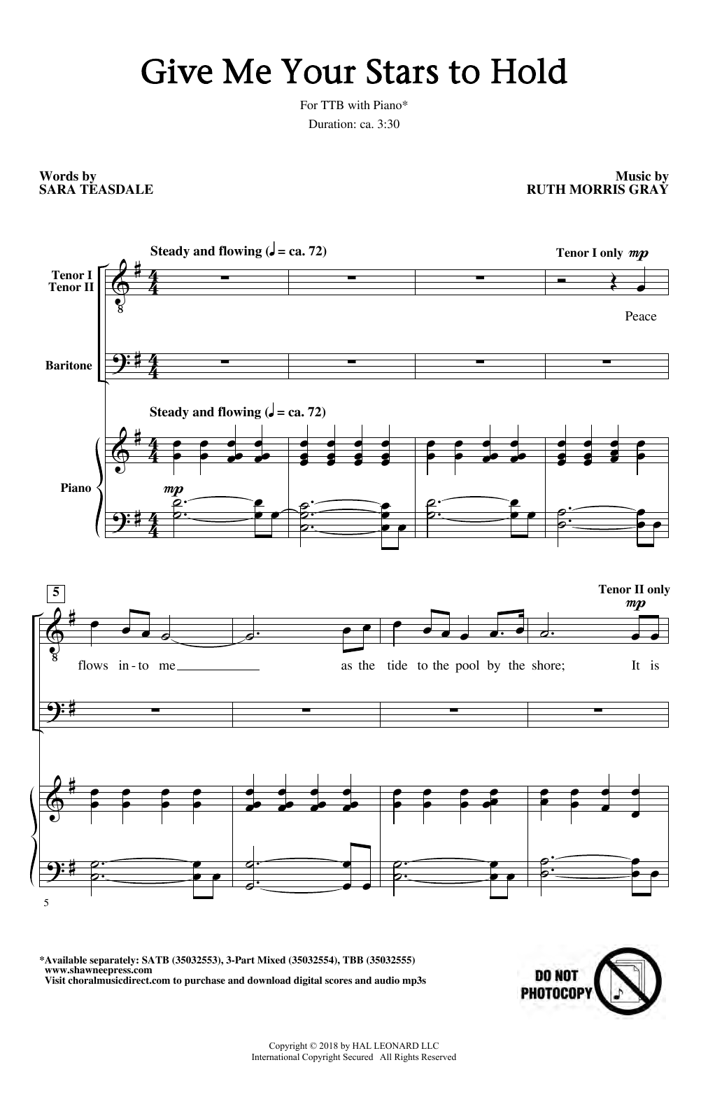 Download Ruth Morris Gray Give Me Your Stars To Hold Sheet Music