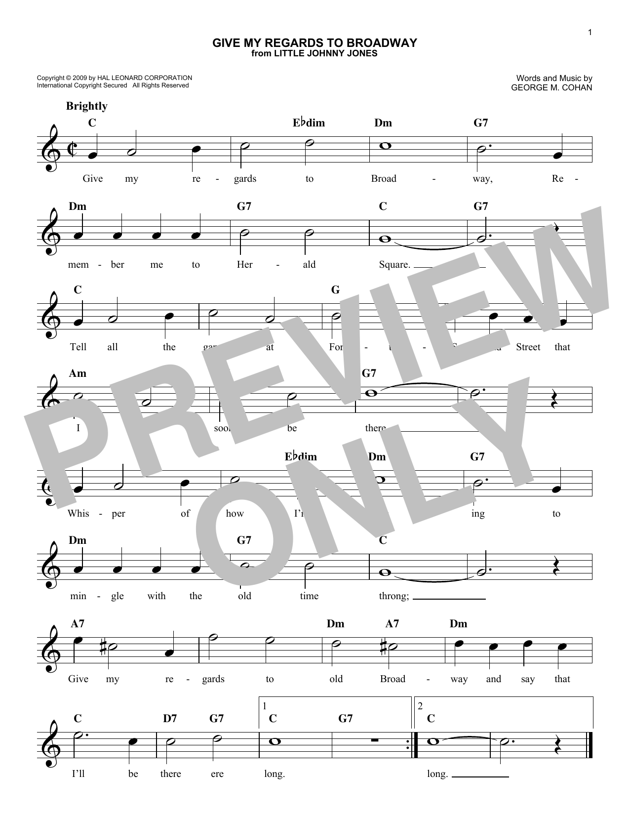 Download George M. Cohan Give My Regards To Broadway Sheet Music