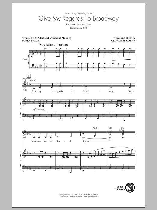 Download Robert Page Give My Regards To Broadway Sheet Music