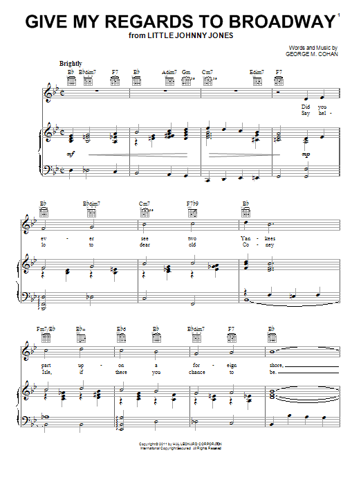 Download Showtune Give My Regards To Broadway Sheet Music