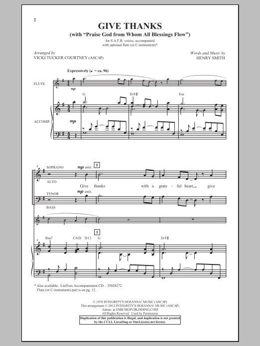 Download Henry Smith Give Thanks (arr. Vicki Tucker Courtney Sheet Music