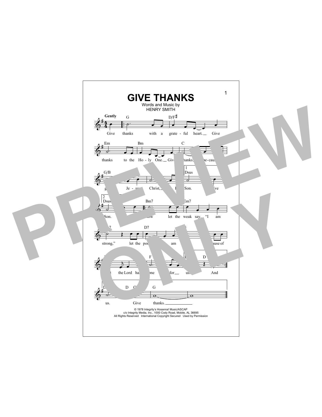 Download Henry Smith Give Thanks Sheet Music