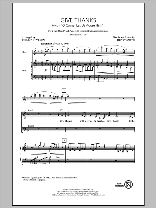 Download Phillip Keveren Give Thanks (with O Come Let Us Adore H Sheet Music
