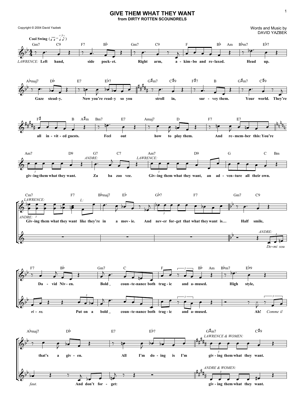 Download David Yazbek Give Them What They Want Sheet Music