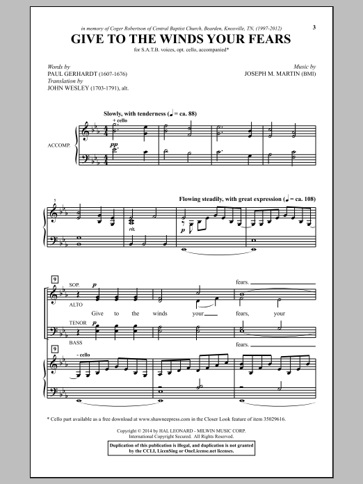 Download Joseph M. Martin Give To The Winds Your Fears Sheet Music