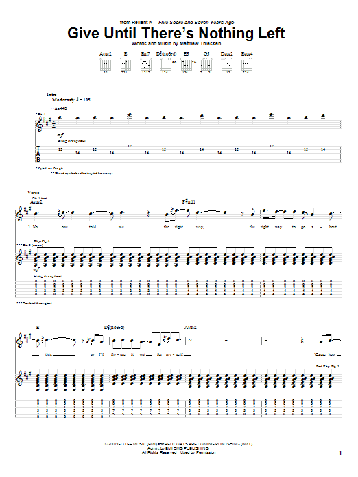 Download Relient K Give Until There's Nothing Left Sheet Music