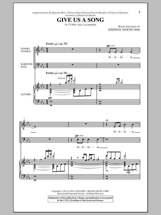 Download Joseph M. Martin Give Us A Song Sheet Music
