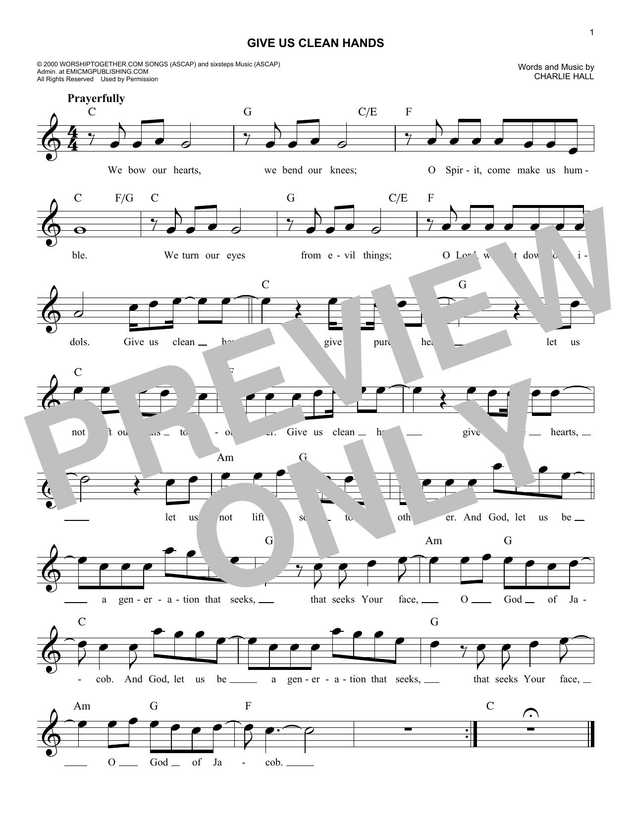 Download Charlie Hall Give Us Clean Hands Sheet Music