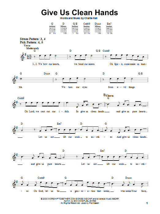 Download Chris Tomlin Give Us Clean Hands Sheet Music
