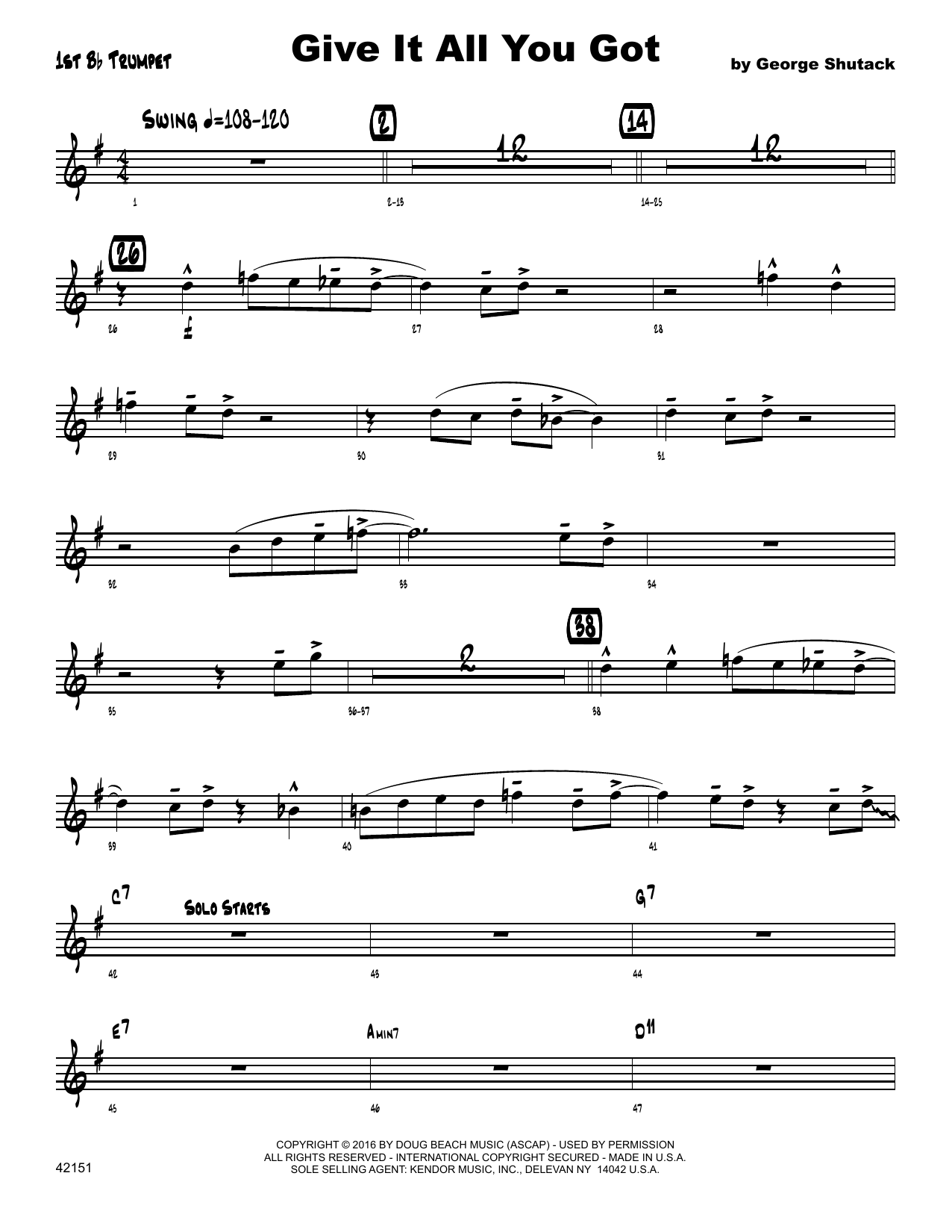 Download George Shutack Give It All You Got - 1st Bb Trumpet Sheet Music