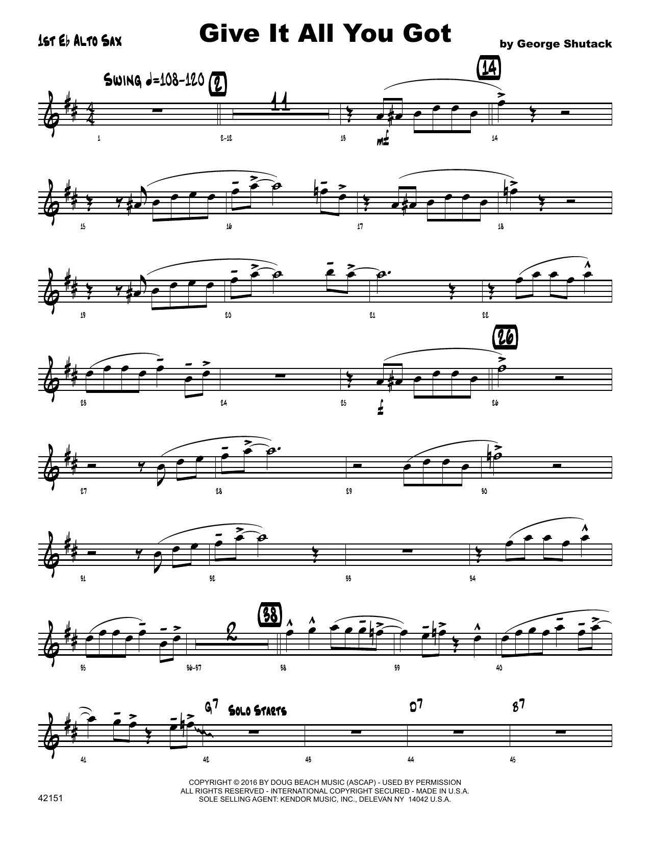 Download George Shutack Give It All You Got - 1st Eb Alto Saxop Sheet Music