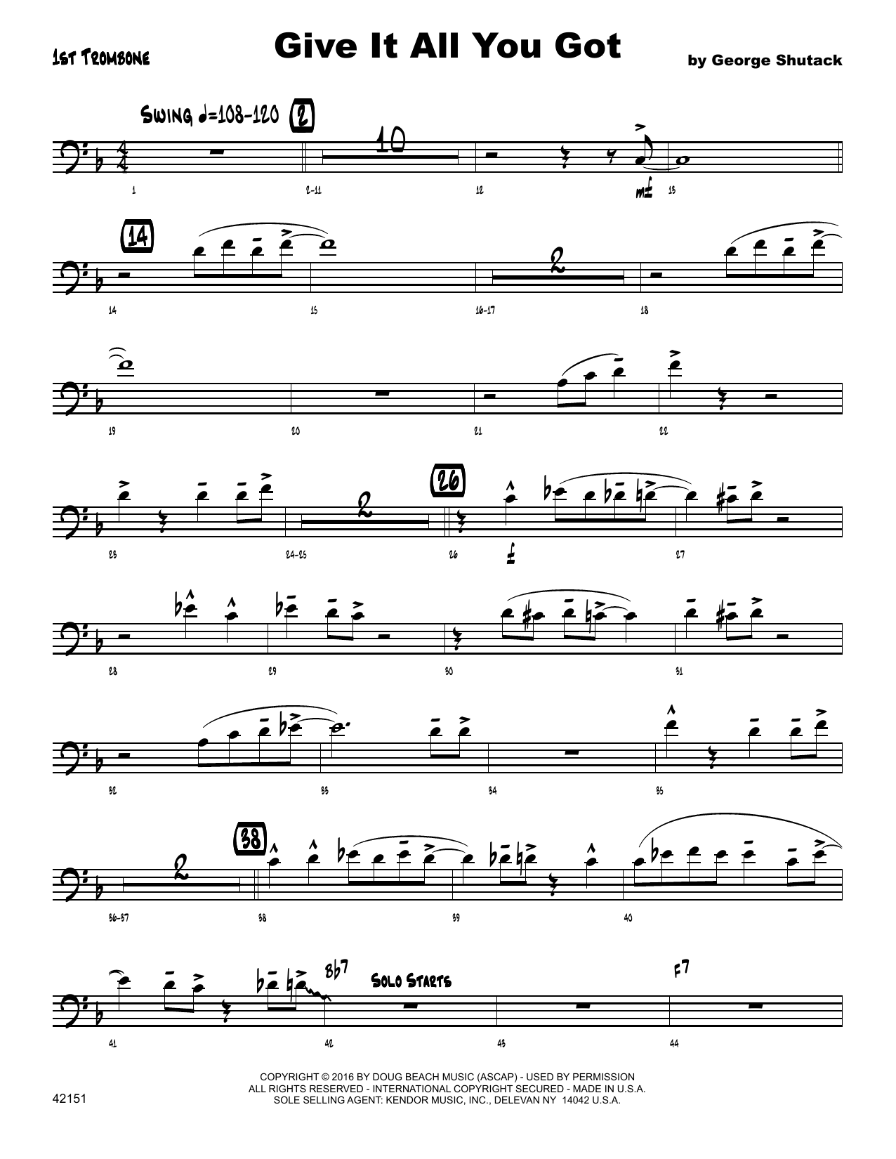 Download George Shutack Give It All You Got - 1st Trombone Sheet Music