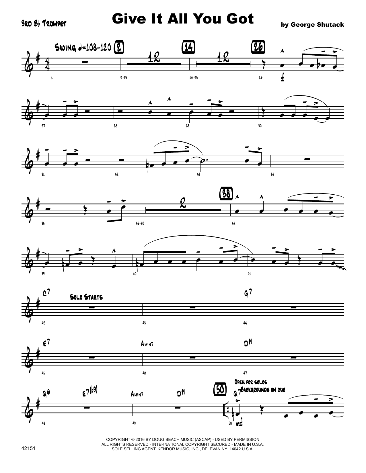 Download George Shutack Give It All You Got - 3rd Bb Trumpet Sheet Music