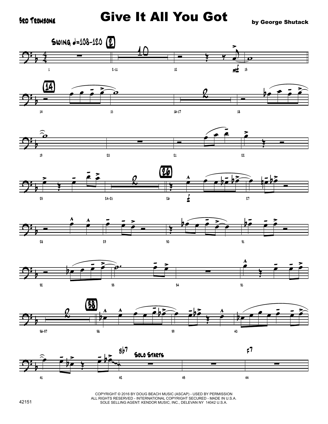 Download George Shutack Give It All You Got - 3rd Trombone Sheet Music