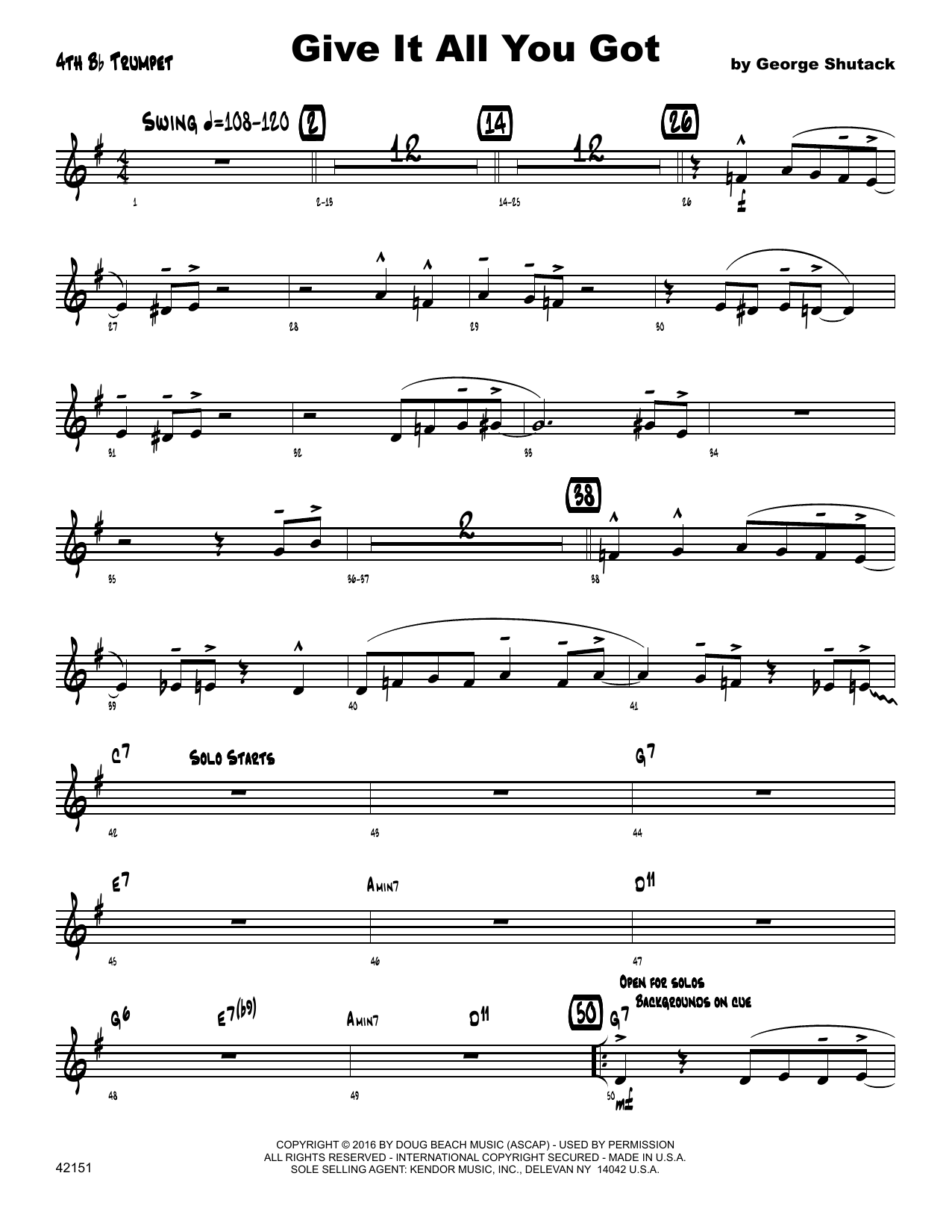Download George Shutack Give It All You Got - 4th Bb Trumpet Sheet Music