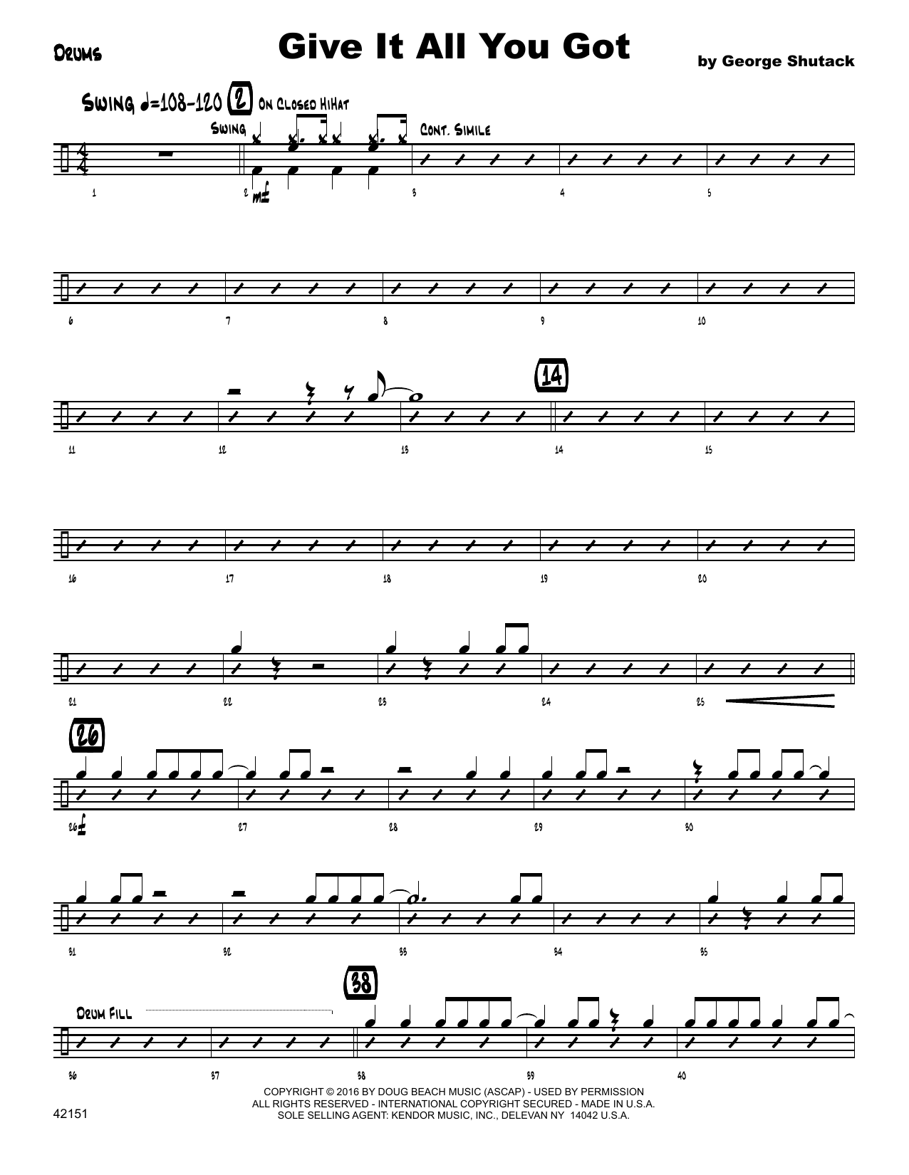 Download George Shutack Give It All You Got - Drum Set Sheet Music