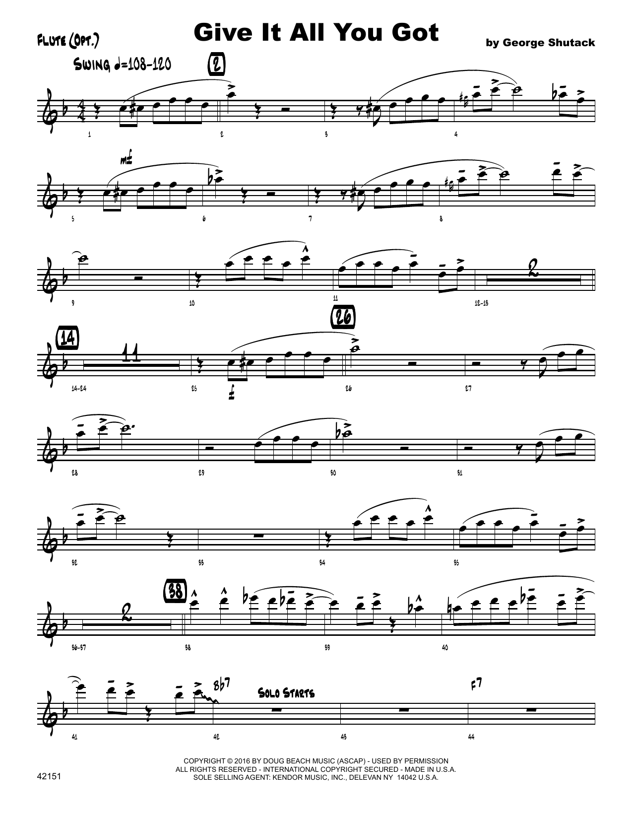 Download George Shutack Give It All You Got - Flute Sheet Music
