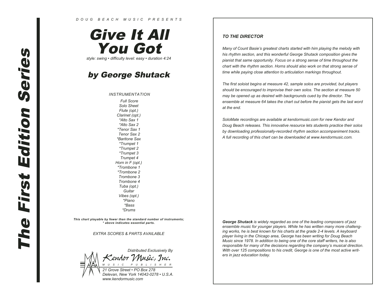 Download George Shutack Give It All You Got - Full Score Sheet Music