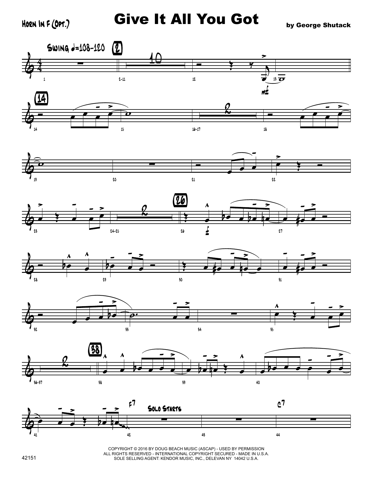 Download George Shutack Give It All You Got - Horn in F Sheet Music