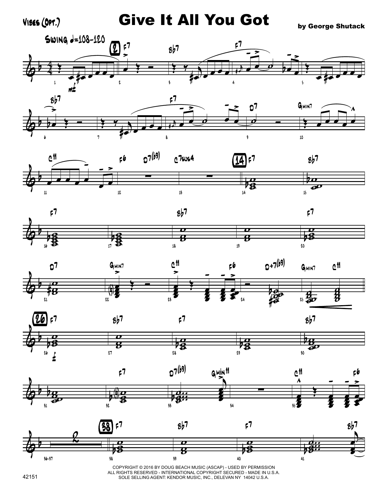Download George Shutack Give It All You Got - Vibes Sheet Music