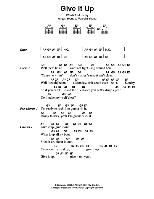 Download AC/DC Give It Up Sheet Music