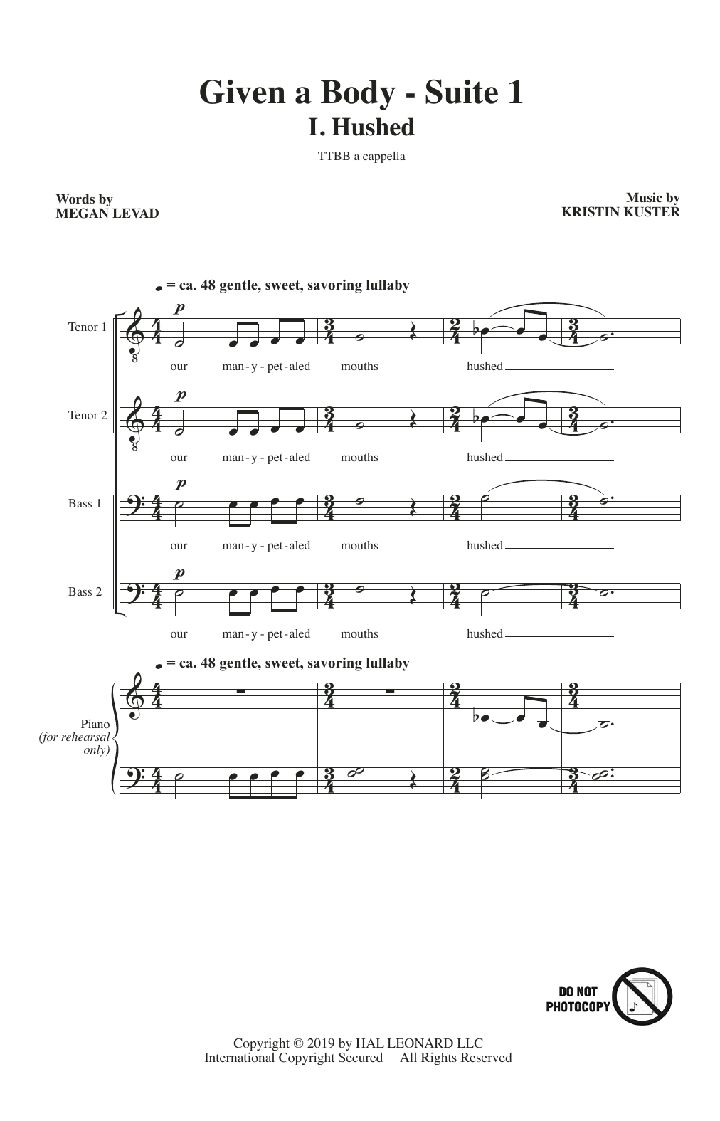 Download Megan Levad & Kristin Kuster Given A Body: Suite 1 Sheet Music