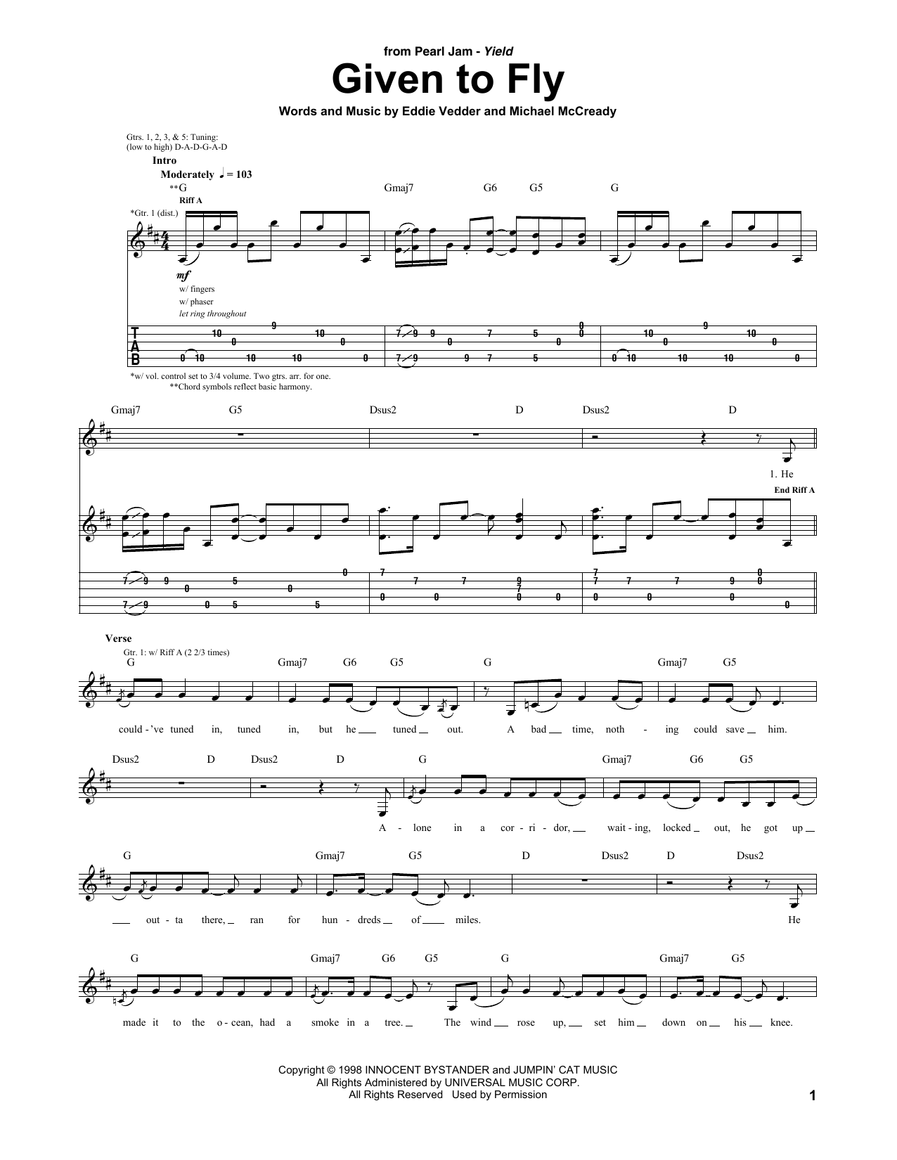 Download Pearl Jam Given To Fly Sheet Music