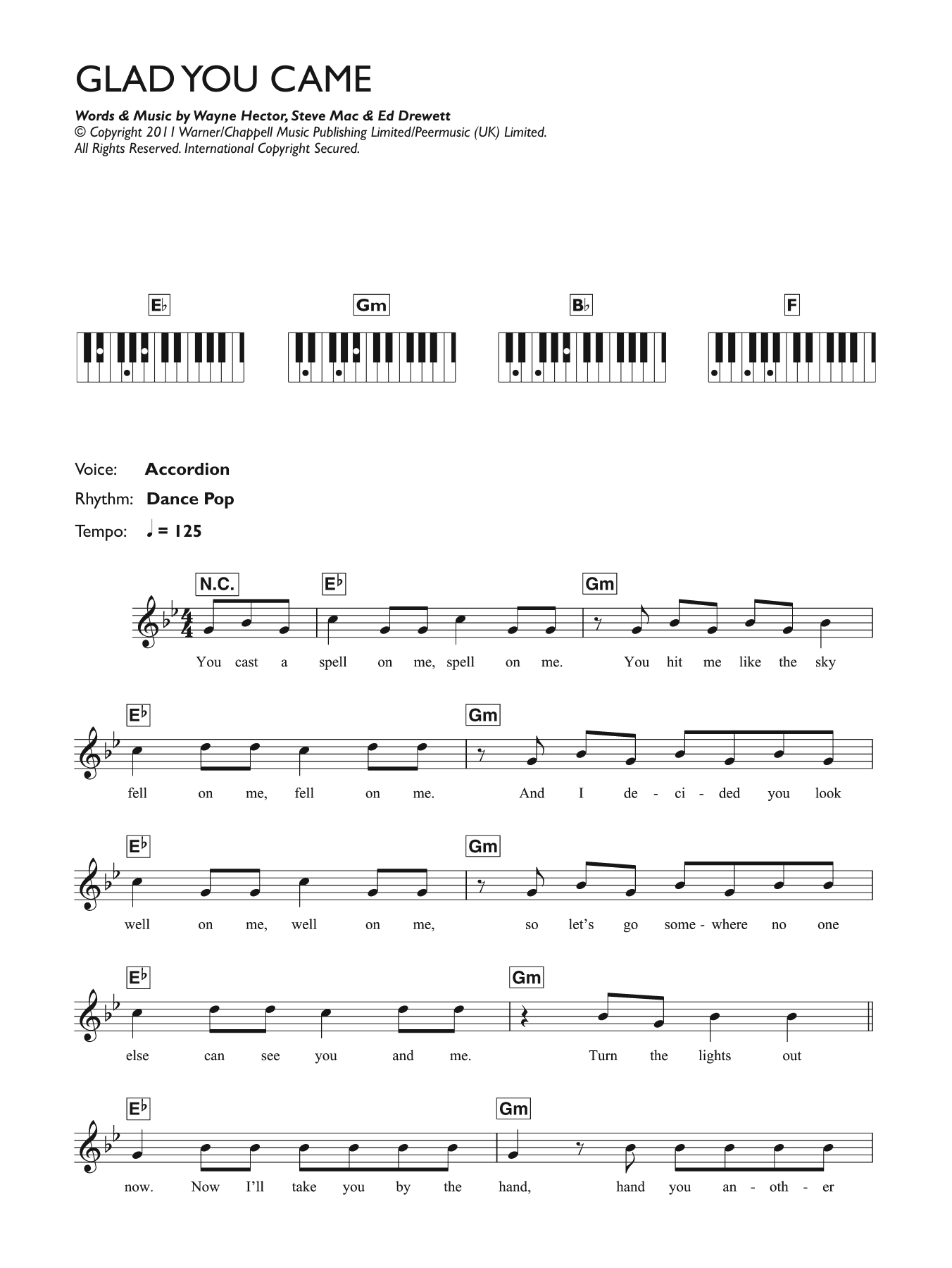Download The Wanted Glad You Came Sheet Music
