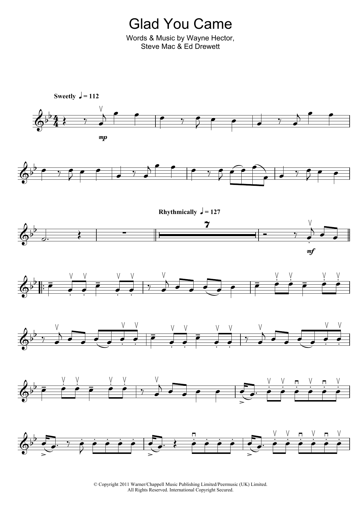 Download The Wanted Glad You Came Sheet Music