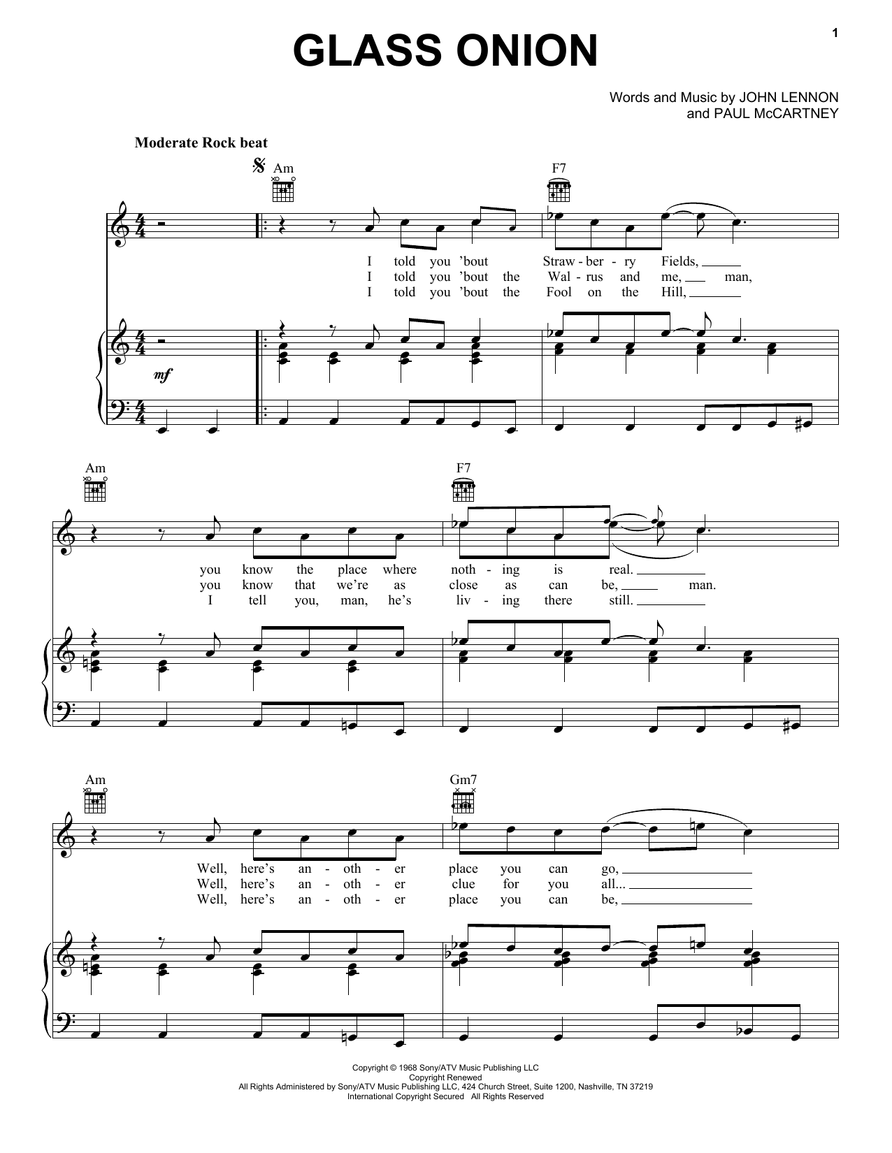 Download The Beatles Glass Onion Sheet Music